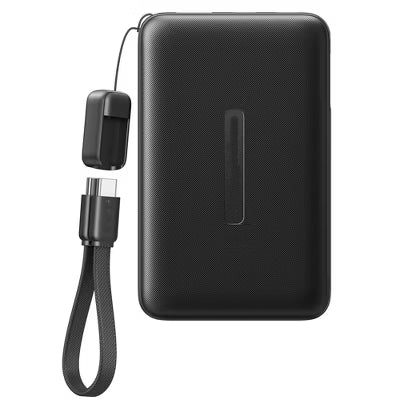 Compact 10000mAh Power Bank 22.5W PD Fast Charge Built‑in Lanyard Cable