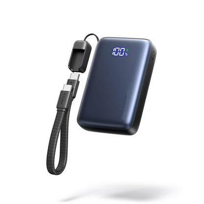 Palm‑Sized 10000mAh Portable Charger 45W PD Fast Charge With Attached USB‑C Cord