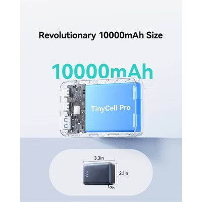 Palm‑Sized 10000mAh Portable Charger 45W PD Fast Charge With Attached USB‑C Cord
