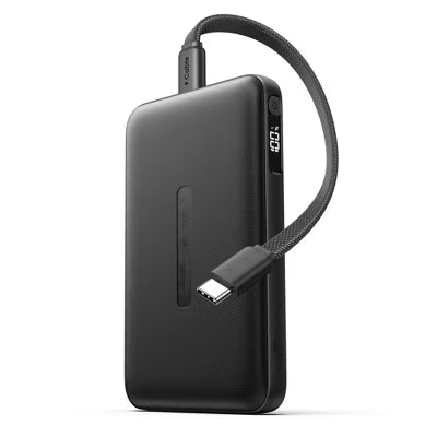 Compact 10000mAh Power Bank 22.5W PD Fast Charge Built‑in Lanyard Cable