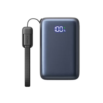 Palm‑Sized 10000mAh Portable Charger 45W PD Fast Charge With Attached USB‑C Cord